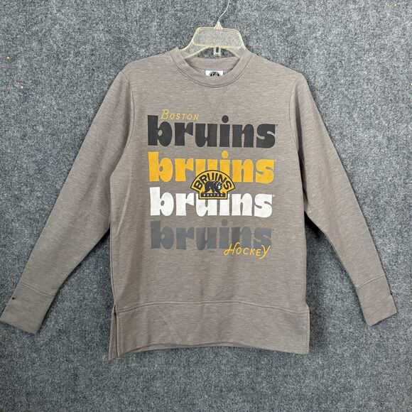 NHL Boston Bruins Graphic Sweatshirt Sz S Long Sleeve Gray Official Hockey Team - Picture 1 of 12